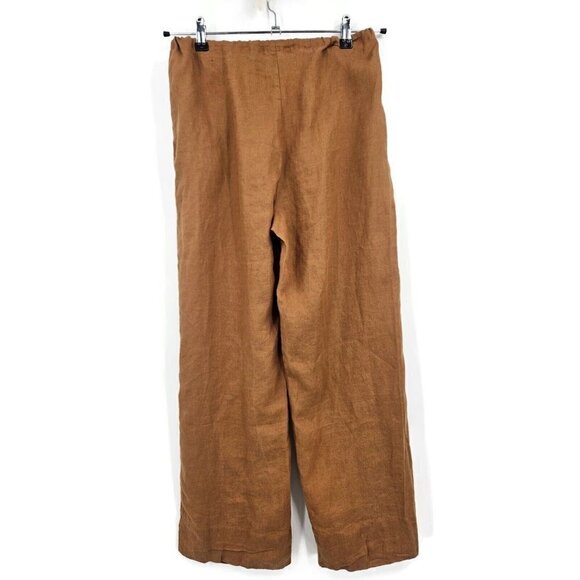 New Threads by Bed Threads Rust French Flax Linen Pants Womens M Drawstring - Picture 3 of 7